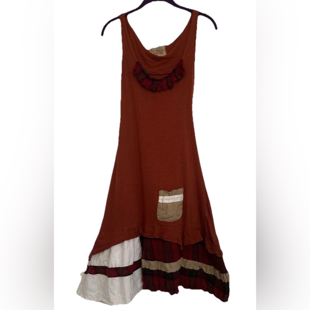 Ian Mosh 1989 Mixed Print Patchwork Embroidered Dress XS Hippie‎ Boho Lagenlook